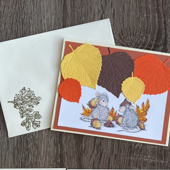 5 pk Hand Crafted Assorted Color Fall Cards Blank Inside Envelopes included NEW - Picture 6 of 8